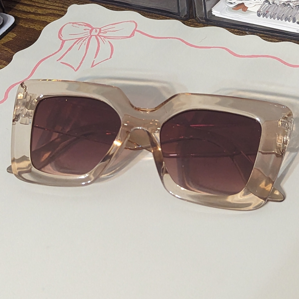Rose Gold Clear Sunglasses New!